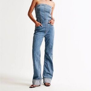Abercrombie Strapless Denim Jumpsuit